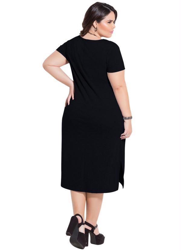 Marguerite - Vestido Midi Assimétrico Preto Plus Size 4