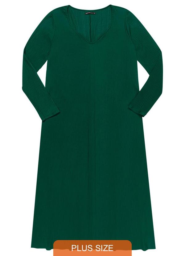 Rezzato - Vestido Midi Canelado Plus Size Feminino Verde