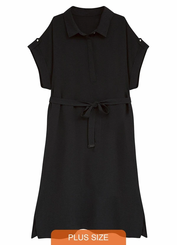 Malwee - Vestido Mídi Chemise Mullet Plus Preto 1