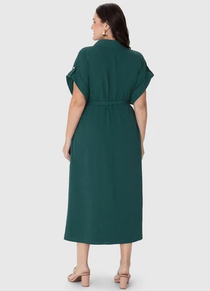 Malwee - Vestido Mídi Chemise Mullet Plus Verde - MALWEE