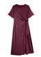 Malwee - Vestido Midi com Amarração Plus Bordô - variação: Bordô