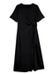 Malwee - Vestido Midi com Amarração Plus Bordô - variação: Preto