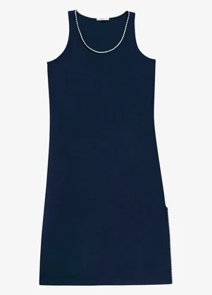 Secret Glam - Vestido Midi com Detalhe Ponto Concha Azul - SECRET GLAM