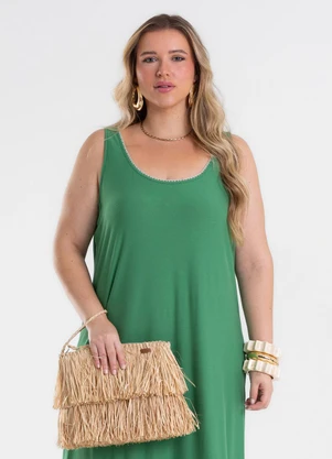 Secret Glam - Vestido Midi com Detalhe Ponto Concha Verde - SECRET GLAM