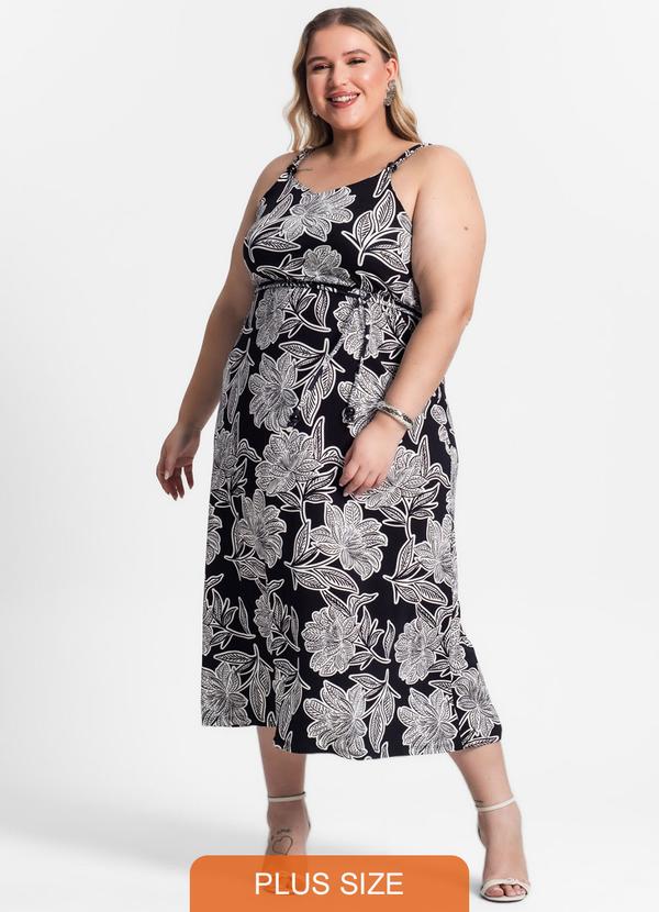 Secret Glam - Vestido Midi com Estampa Feminino Preto