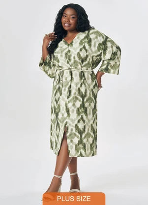 Lisamour - Vestido Midi com Faixa na Cintura Verde - LISAMOUR