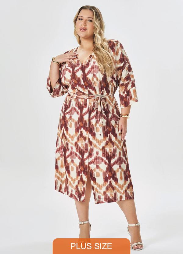 Lisamour - Vestido Midi com Faixa na Cintura Vermelho
