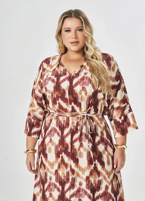 Lisamour - Vestido Midi com Faixa na Cintura Vermelho 2