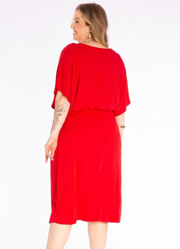 Lisamour - Vestido Midi em Tecido Plano Vermelho 2