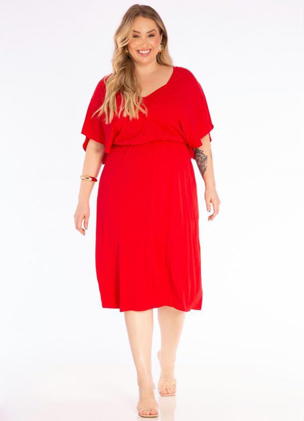 Lisamour - Vestido Midi em Tecido Plano Vermelho 3