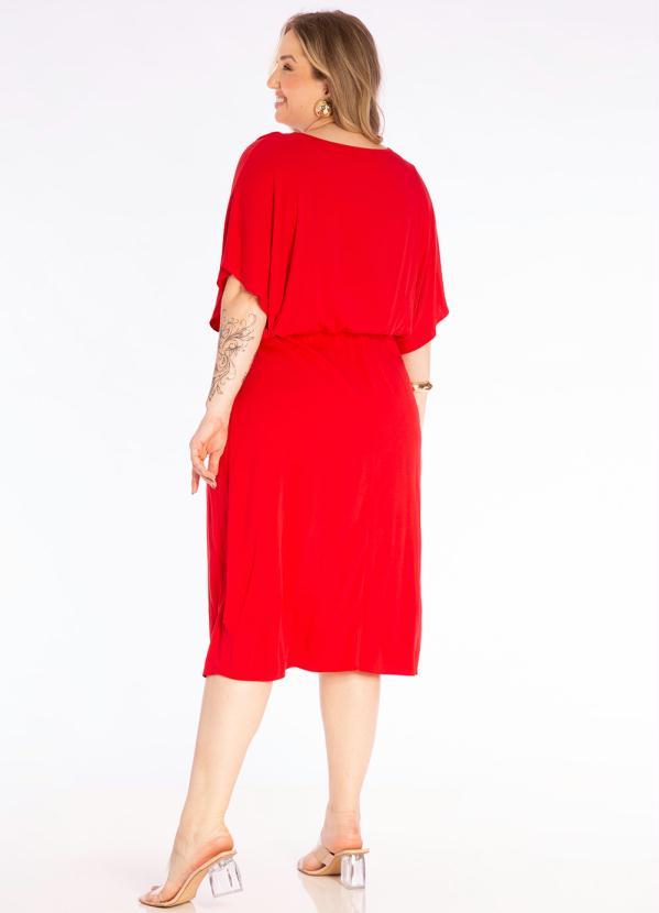 Lisamour - Vestido Midi em Tecido Plano Vermelho 4
