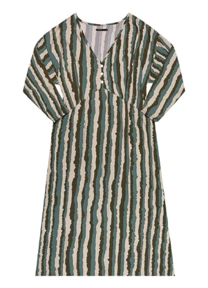 Outlet - Vestido Midi Estampado Plus Size Feminino Verde - OUTLET