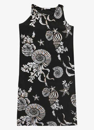 Secret Glam - Vestido Midi Estampado Preto - SECRET GLAM