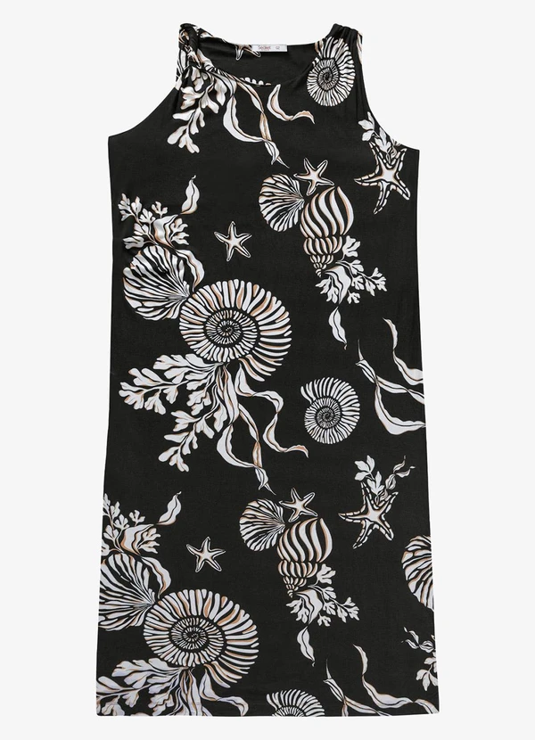 Secret Glam - Vestido Midi Estampado Preto