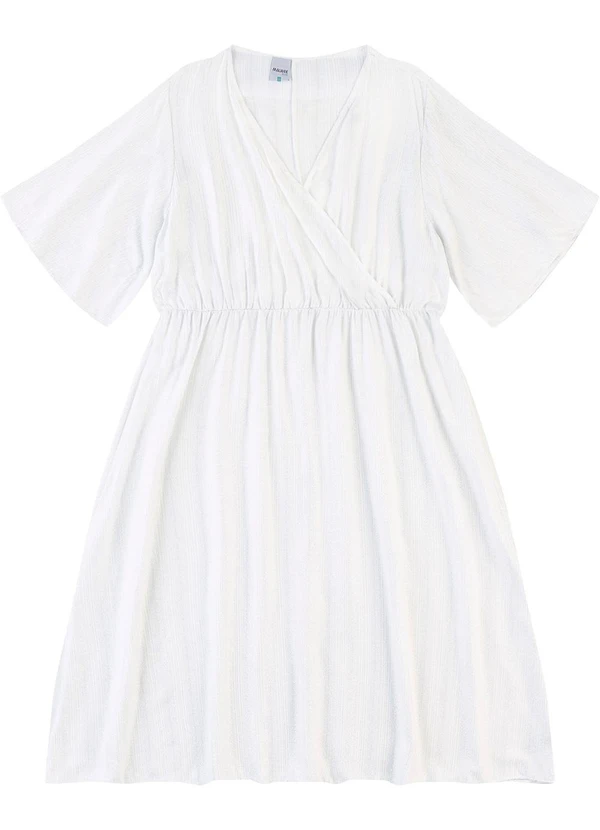 Malwee - Vestido Mídi Evasê com PlusBranco
