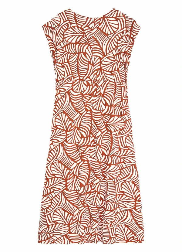 Malwee - Vestido Mídi Evasê Folhagens Plus Laranja 2