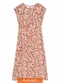 Malwee - Vestido Mídi Evasê Folhagens Plus Laranja - variação: Laranja