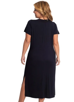 Rovitex - Vestido Midi Feminino com Decote em V Preto - ROVITEX