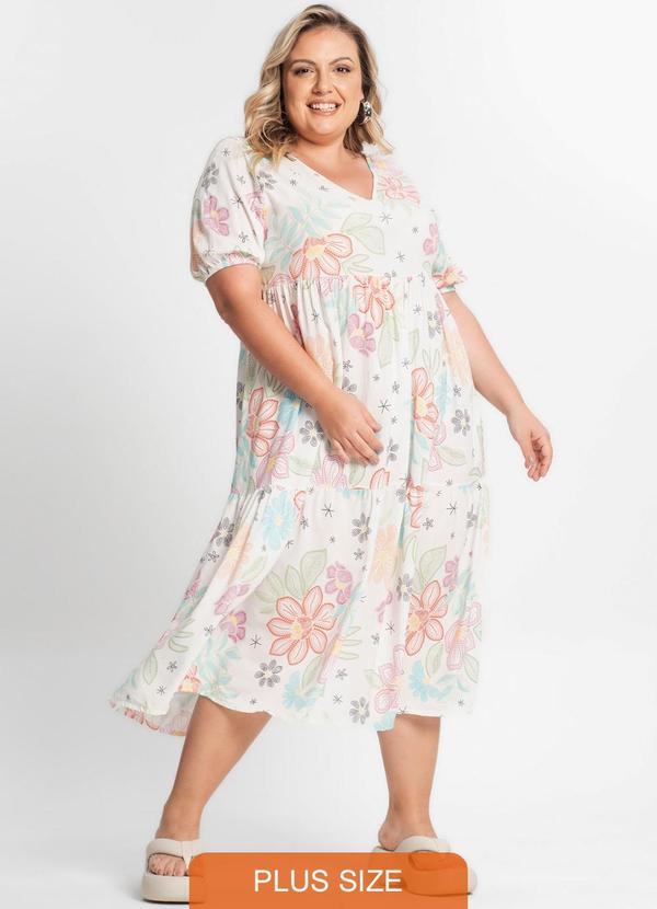 Secret Glam - Vestido Midi Feminino Plus Size Bege