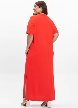 Secret Glam - Vestido Midi Feminino Plus Size Laranja - SECRET GLAM