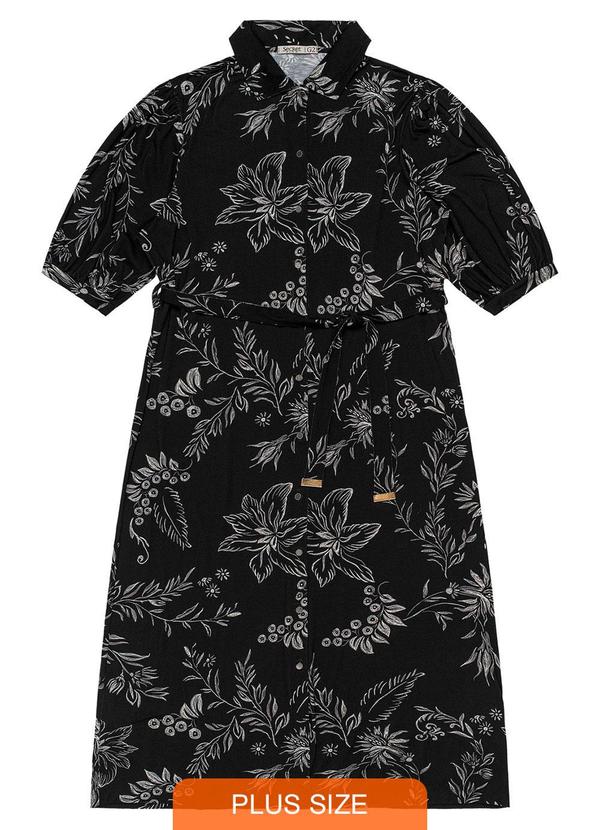 Secret Glam - Vestido Midi Feminino Plus Size Preto