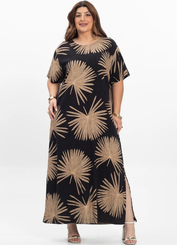 Secret Glam - Vestido Midi Feminino Plus Size Preto