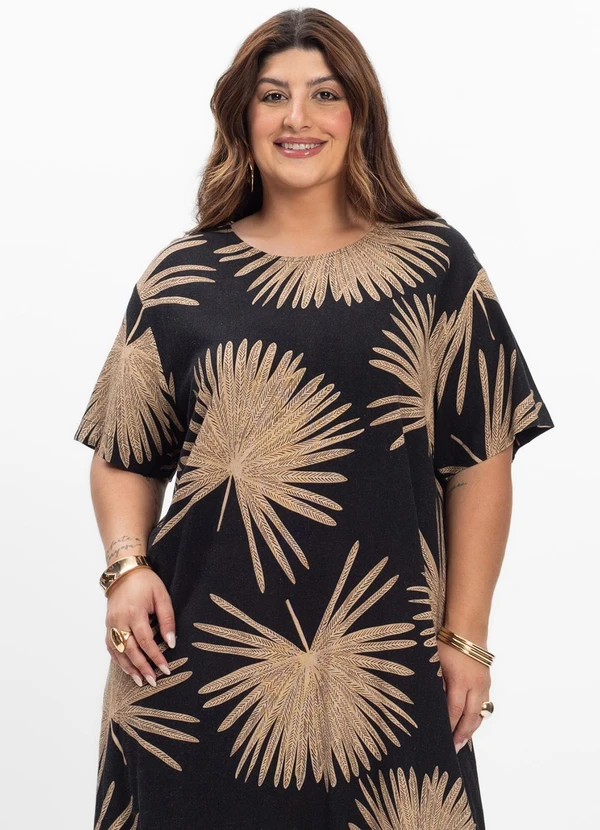 Secret Glam - Vestido Midi Feminino Plus Size Preto 3