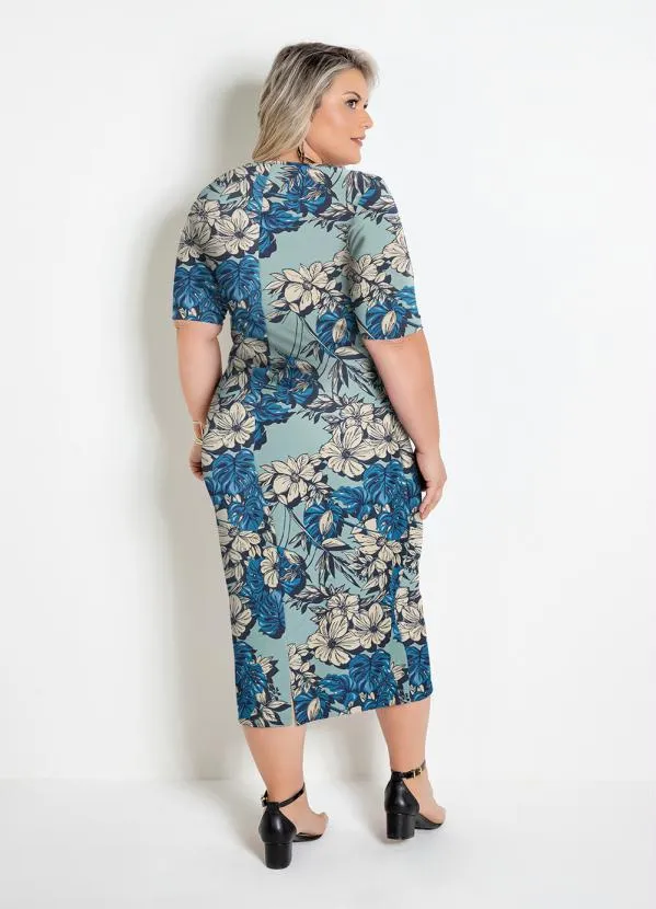 Marguerite - Vestido Midi Floral Azul Plus Size 2
