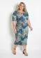 Marguerite - Vestido Midi Floral Azul Plus Size - variação: Floral Azul