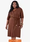 Secret Glam - Vestido Midi Manga 3/4 Plus Size Preto - variação: Marrom