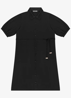 Secret Glam - Vestido Midi Manga 3/4 Plus Size Preto - SECRET GLAM