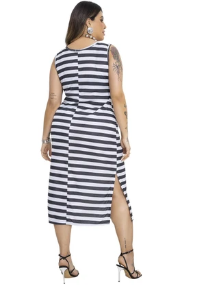 Vestido Midi Marguerite (Listrado) Plus Size - MARGUERITE