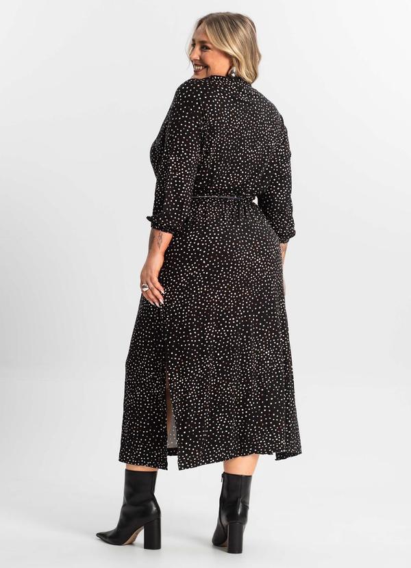 Secret Glam - Vestido Midi Plus Manga 7/8 Preto 2