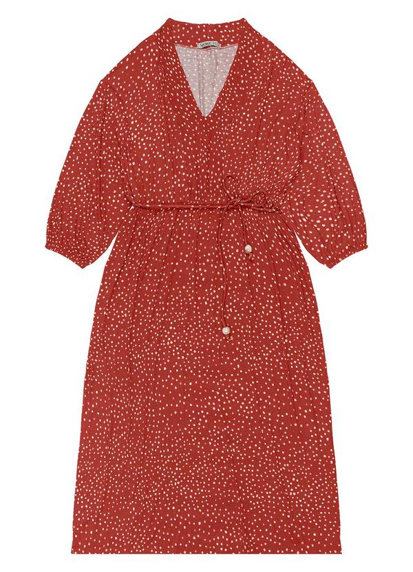 Secret Glam - Vestido Midi Plus Manga 7/8 Vermelho 4