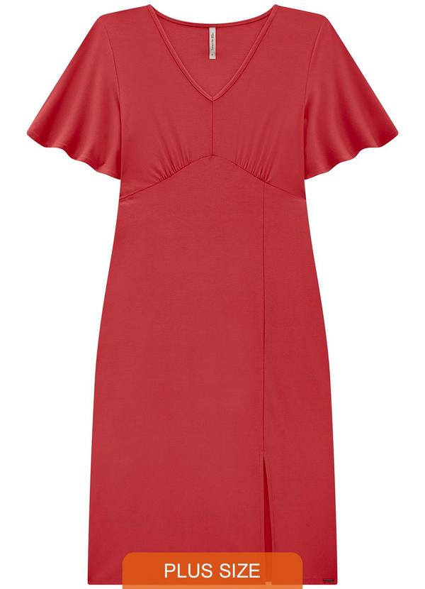 Lunender Mais Mulher - Vestido Midi Plus Size com Fenda Vermelho