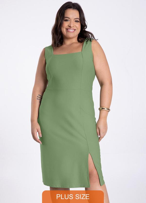 Lunender Mais Mulher - Vestido Midi Plus Size e Fenda Verde 1