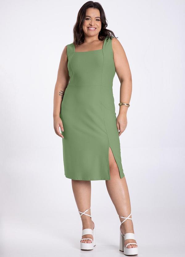Lunender Mais Mulher - Vestido Midi Plus Size e Fenda Verde 3