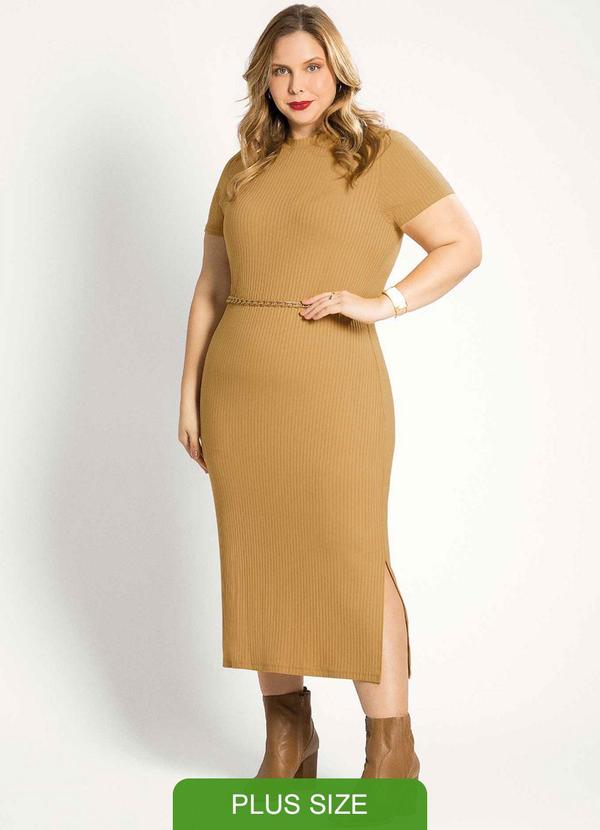 Habana - Vestido Midi Plus Size Elegante Laranja