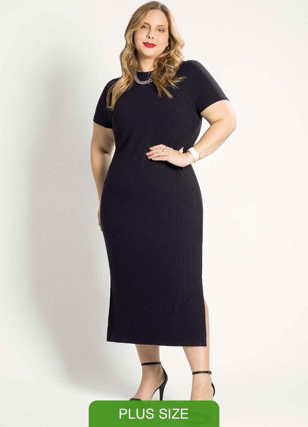 Habana - Vestido Midi Plus Size Elegante Preto