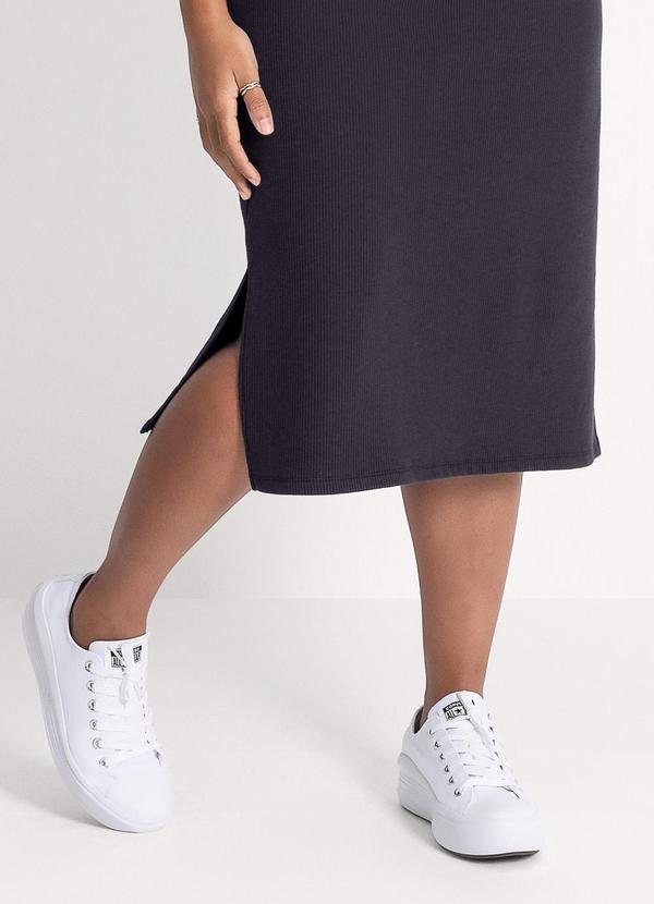 Habana - Vestido Midi Plus Size em Canelado Preto 3