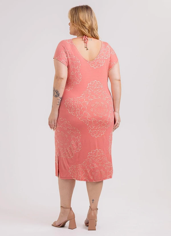 Habana - Vestido Midi Plus Size em Viscose Rosa 2