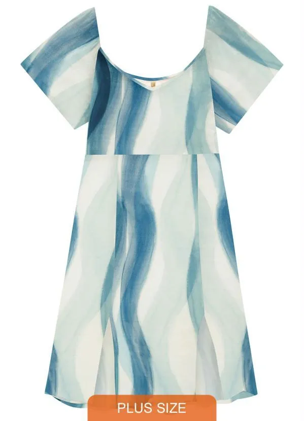 Lunender Mais Mulher - Vestido Midi Plus Size Estampado com Fendas Azul