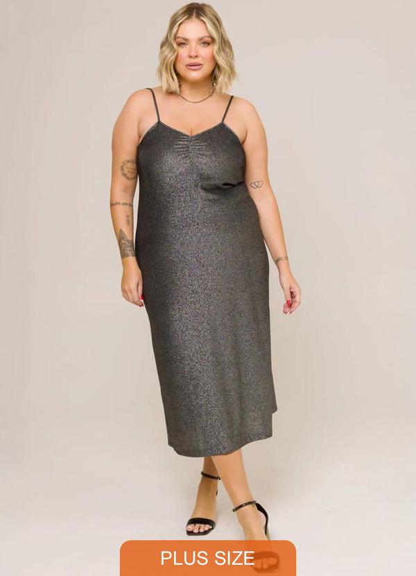 Cess - Vestido Midi Plus Size Jade Prata