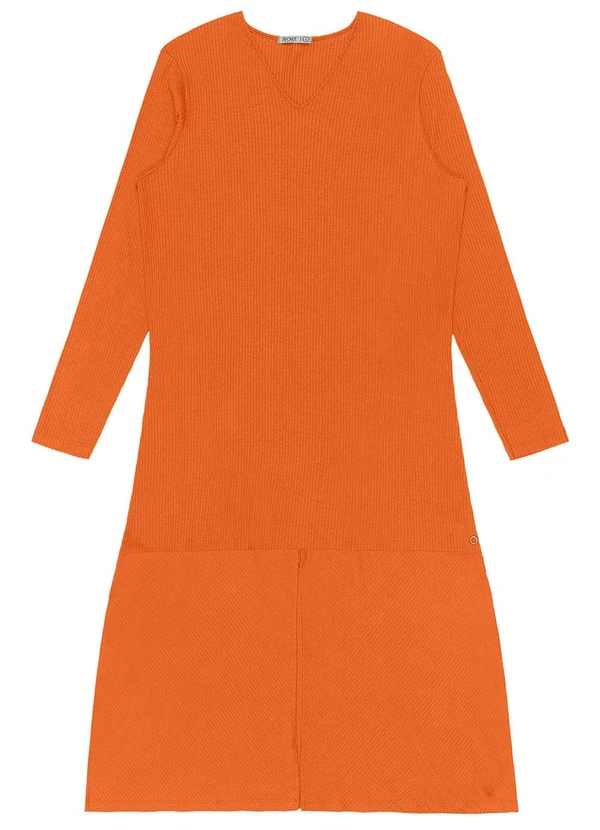 Secret Glam - Vestido Midi Plus Size Manga Longa Laranja 5