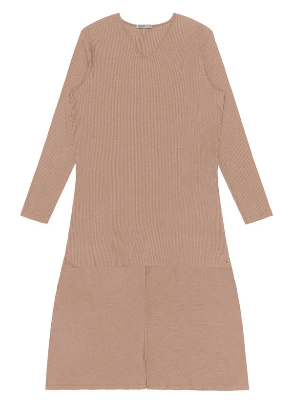 Secret Glam - Vestido Midi Plus Size Manga Longa Marrom 4