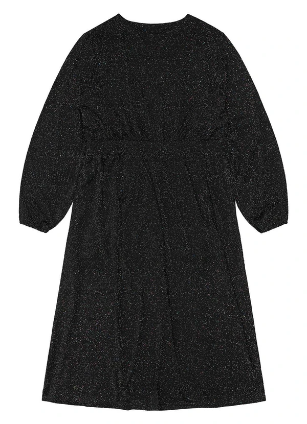 Secret Glam - Vestido Midi Plus Size Manga Longa Preto 5