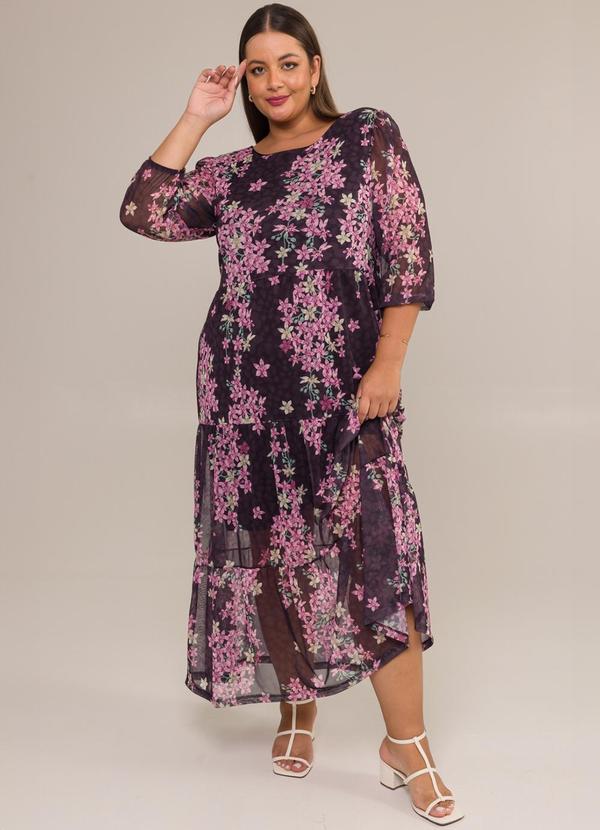 Cess - Vestido Midi Plus Size Tule Preto 3