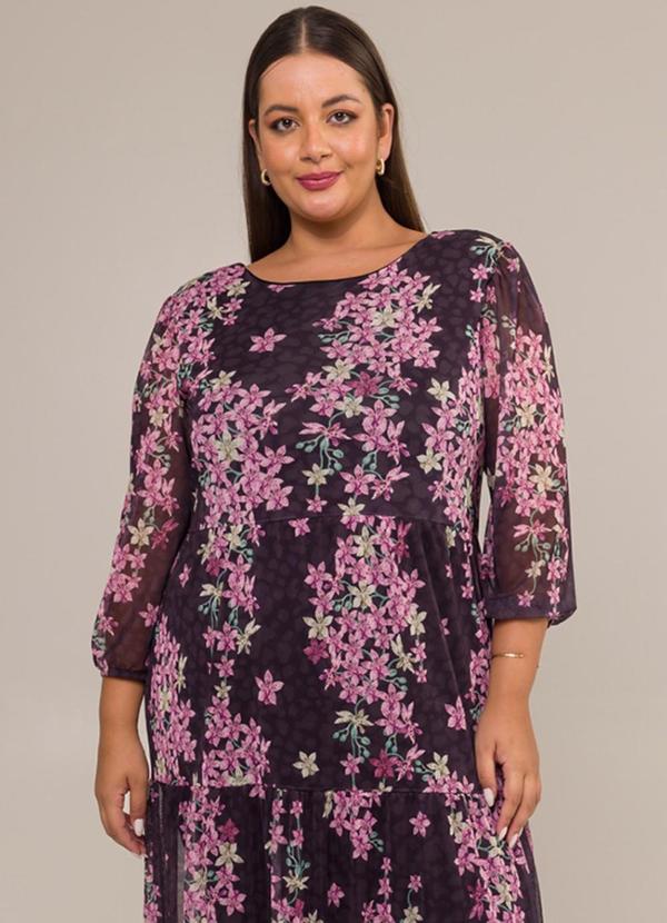 Cess - Vestido Midi Plus Size Tule Preto 4