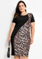 Marguerite - Vestido Midi Preto e Onça Plus Sizeok - variação: Preto e Onça