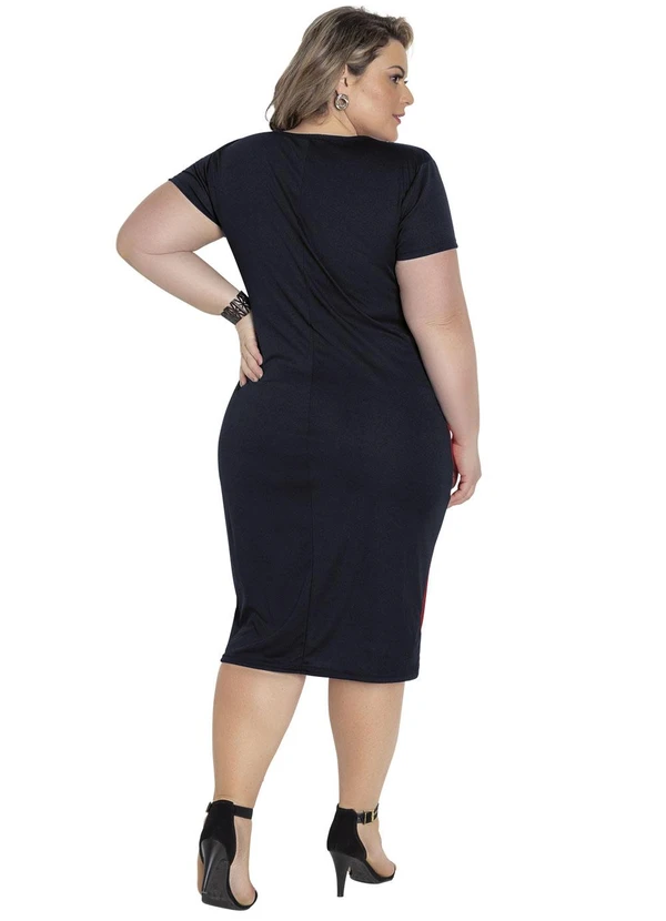 Marguerite - Vestido Midi Preto e Vermelho Plus Size 5